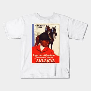 1934 International Horse Show, Lucerne Switzerland - Poster Art Kids T-Shirt